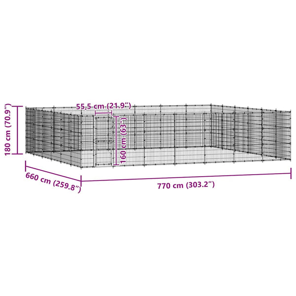 Koiran ulkohäkki teräs 50,82 m²