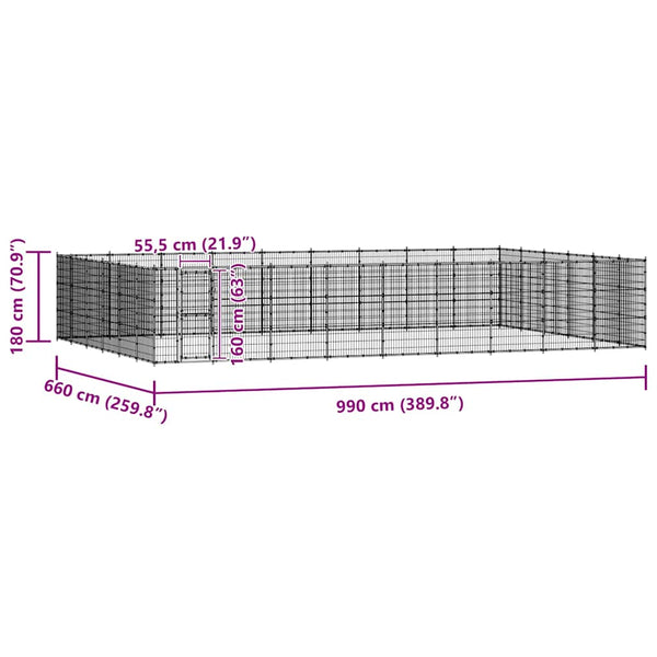Koiran ulkohäkki teräs 65,34 m²
