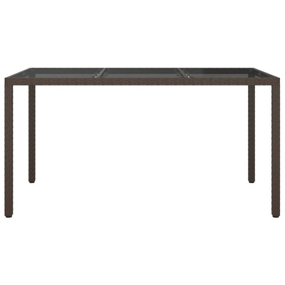 Puutarhapöytä 150x90x75cm karkaistu lasi ja polyrottinki ruskea