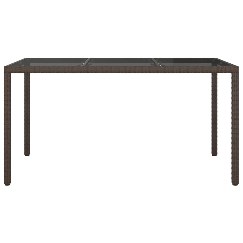 Ruskea puutarhapöytä Teoharie 150x90x75cm (karkaistu lasi ja polyrottinki)