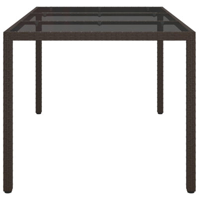 Puutarhapöytä 150x90x75cm karkaistu lasi ja polyrottinki ruskea