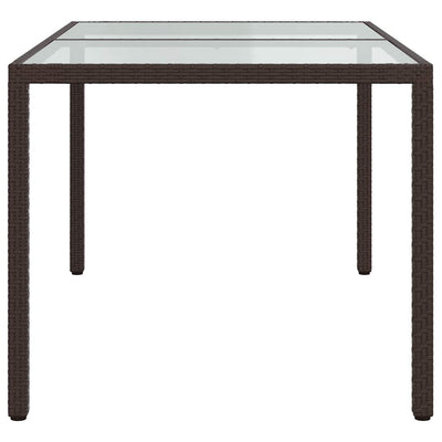 Ruskea puutarhapöytä Teoharie 150x90x75cm (karkaistu lasi ja polyrottinki)