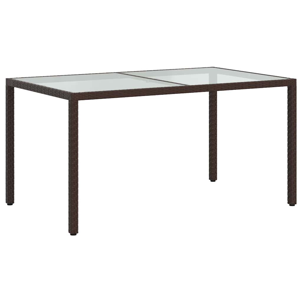 Ruskea puutarhapöytä Teoharie 150x90x75cm (karkaistu lasi ja polyrottinki)