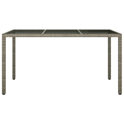 Puutarhapöytä 150x90x75cm karkaistu lasi ja polyrottinki harmaa