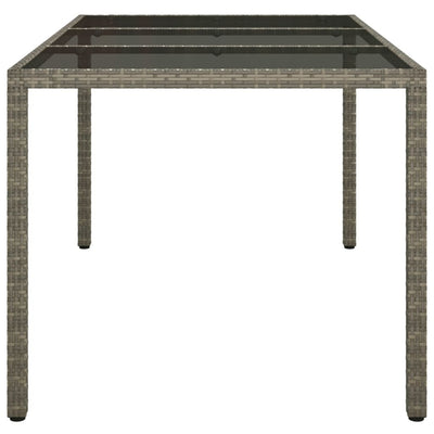 Puutarhapöytä 150x90x75cm karkaistu lasi ja polyrottinki harmaa