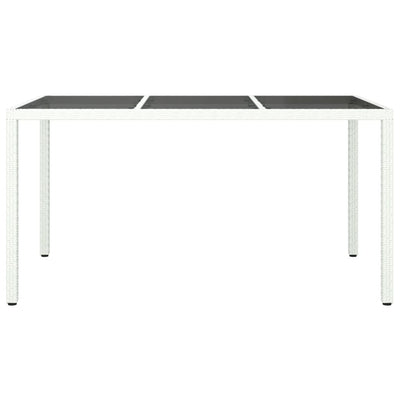 Puutarhapöytä 150x90x75cm karkaistu lasi ja polyrottinki valk.