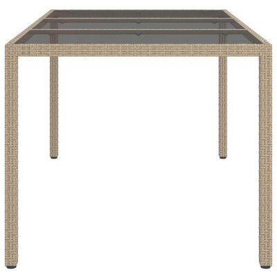 Puutarhapöytä 150x90x75cm karkaistu lasi ja polyrottinki beige