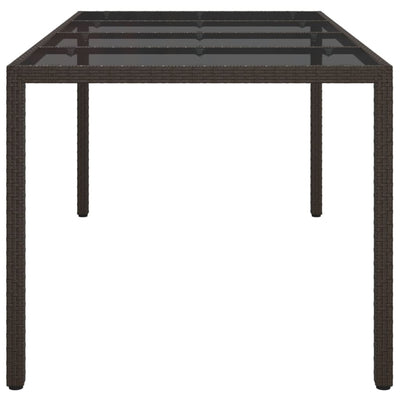 Puutarhapöytä 190x90x75cm karkaistu lasi ja polyrottinki ruskea
