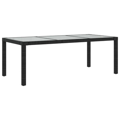 Puutarhapöytä 190x90x75 cm karkaistu lasi ja polyrottinki musta