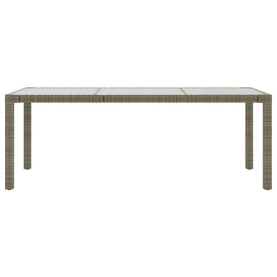 Harmaa puutarhapöytä Memur 190x90x75cm (karkaistu lasi/polyrottinki)