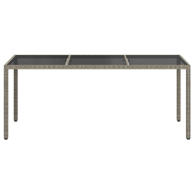 Harmaa puutarhapöytä Memur 190x90x75cm (karkaistu lasi ja polyrottinki)