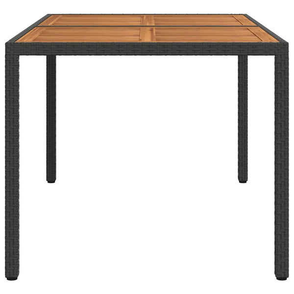 Puutarhapöytä 150x90x75 cm polyrottinki ja akaasiapuu musta