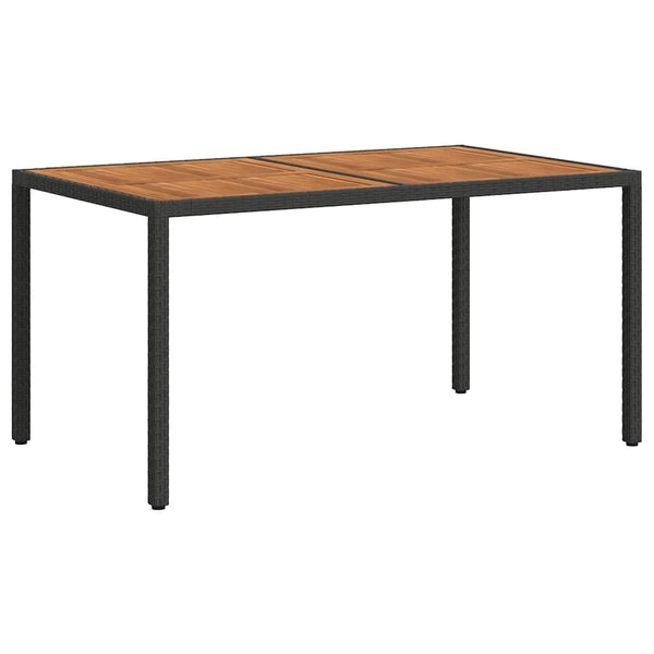 Puutarhapöytä 150x90x75 cm polyrottinki ja akaasiapuu musta