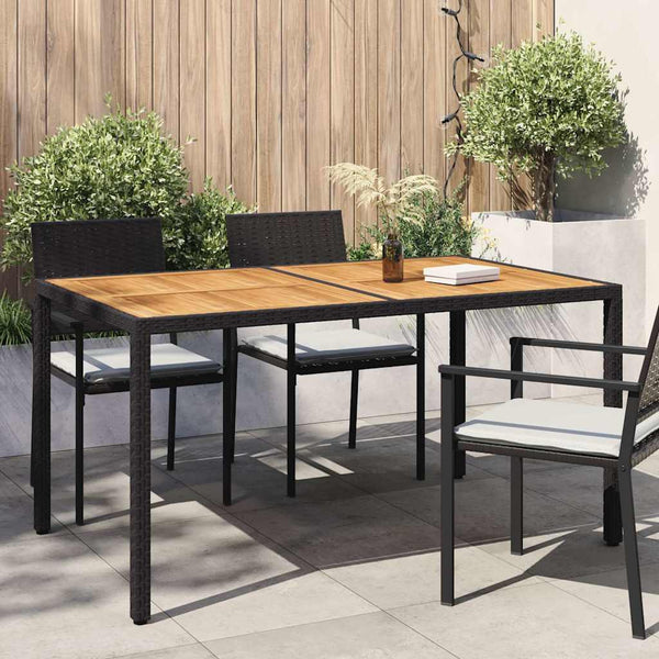 Puutarhapöytä 150x90x75 cm polyrottinki ja akaasiapuu musta