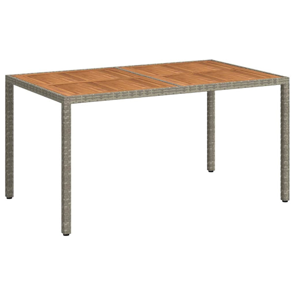 Puutarhapöytä 150x90x75 cm polyrottinki ja akaasiapuu harmaa