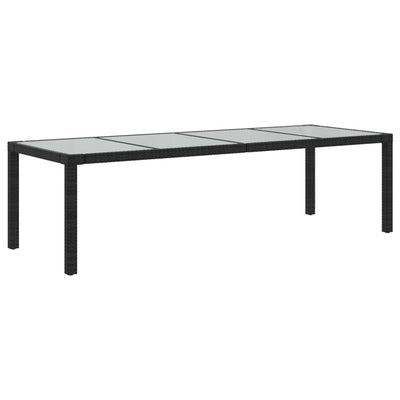 Puutarhapöytä 250x100x75cm karkaistu lasi ja polyrottinki musta