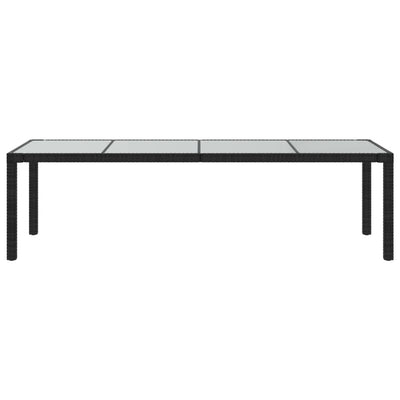 Puutarhapöytä 250x100x75cm karkaistu lasi ja polyrottinki musta