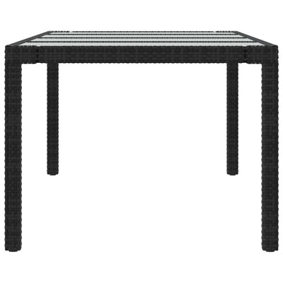 Puutarhapöytä 250x100x75cm karkaistu lasi ja polyrottinki musta