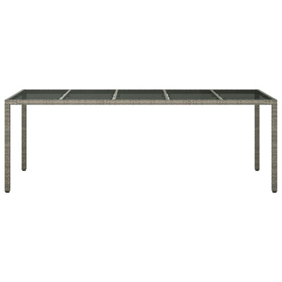 Puutarhapöytä 250x100x75cm karkaistu lasi ja polyrottinki harm.