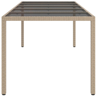 Puutarhapöytä 250x100x75 cm karkaistu lasi ja PE-rottinki beige