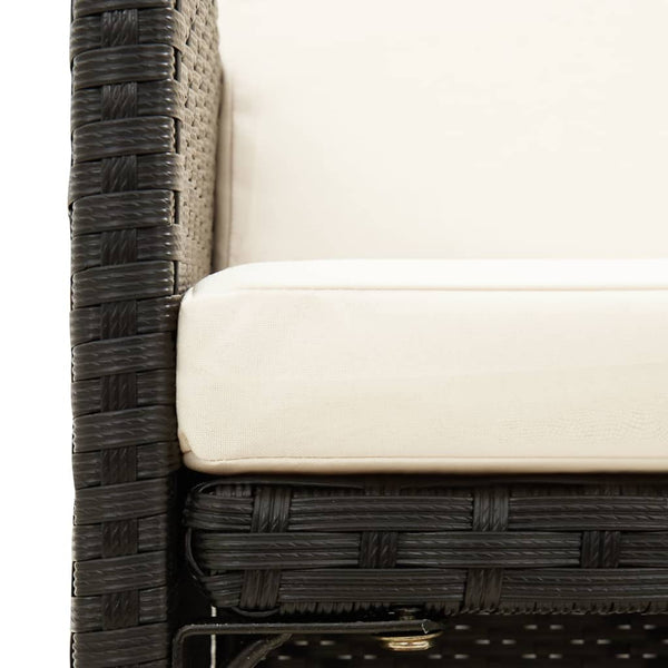 Musta puutarhatuoli ja jakkarasarja Nache (4-osainen, polyrottinki)