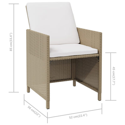 Puutarhatuolit tyynyillä 4 kpl polyrottinki beige