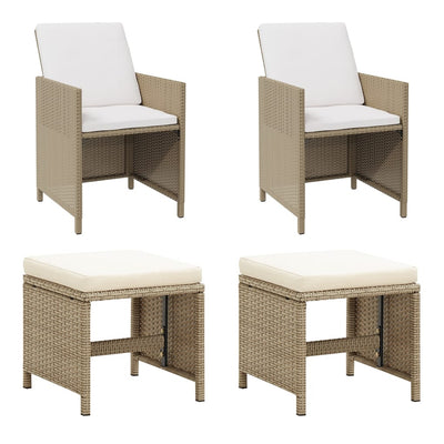 Puutarhatuolit ja jakkarat 2 kpl polyrottinki beige