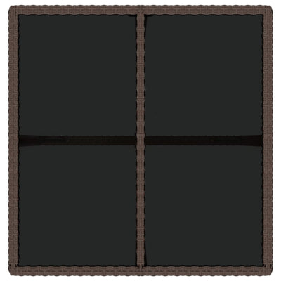 Ruskea puutarhapöytä Foro 109x107x74cm (polyrottinki ja lasi)