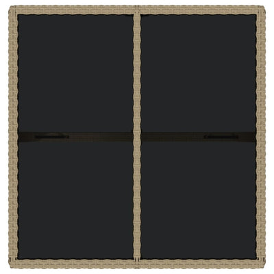Puutarhapöytä beige 109x107x74 cm polyrottinki ja lasi