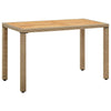 Puutarhapöytä beige 123x60x74 cm polyrottinki ja täyspuu