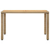 Puutarhapöytä beige 123x60x74 cm polyrottinki ja täyspuu