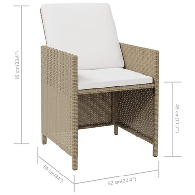 Ulkoruokatuolit tyynyillä 4 kpl beige polyrottinki