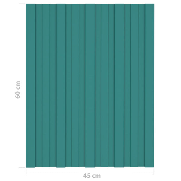 Kattopaneeli 12 kpl Vihreä 60 x 45 cm Galvanoitu teräs