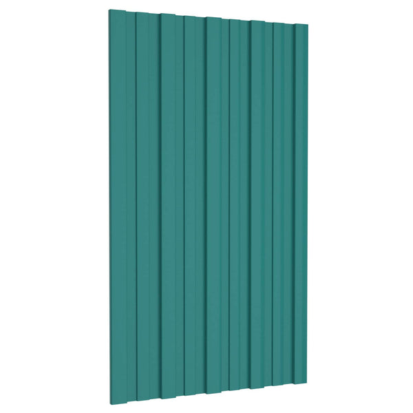 Kattopaneeli 12 kpl Vihreä 80 x 45 cm Galvanoitu teräs