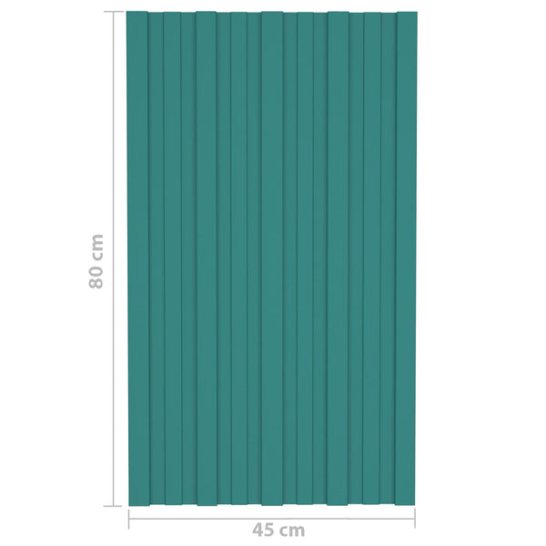 Kattopaneeli 36 kpl Vihreä 80 x 45 cm Galvanoitu teräs