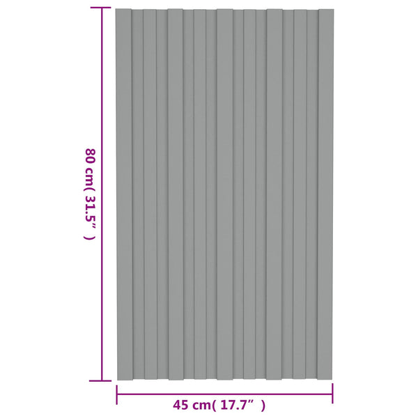 Kattopaneeli 36 kpl Harmaa 80 x 45 cm Galvanoitu teräs