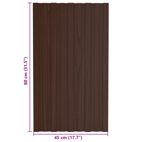 Kattopaneeli 12 kpl Ruskea 80 x 45 cm Galvanoitu teräs