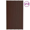 Kattopaneeli 12 kpl Ruskea 80 x 45 cm Galvanoitu teräs