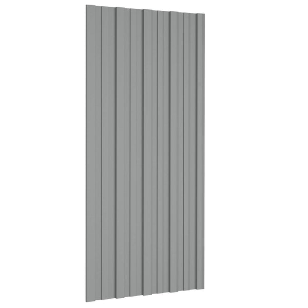 Kattopaneeli 12 kpl Harmaa 100 x 45 cm Galvanoitu teräs