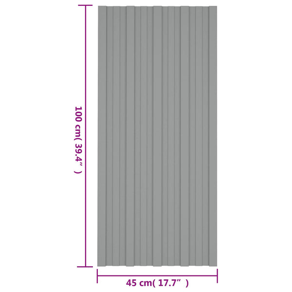 Kattopaneeli 36 kpl Harmaa 100 x 45 cm Galvanoitu teräs