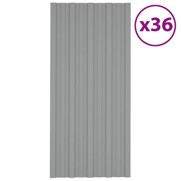 Kattopaneeli 36 kpl Harmaa 100 x 45 cm Galvanoitu teräs