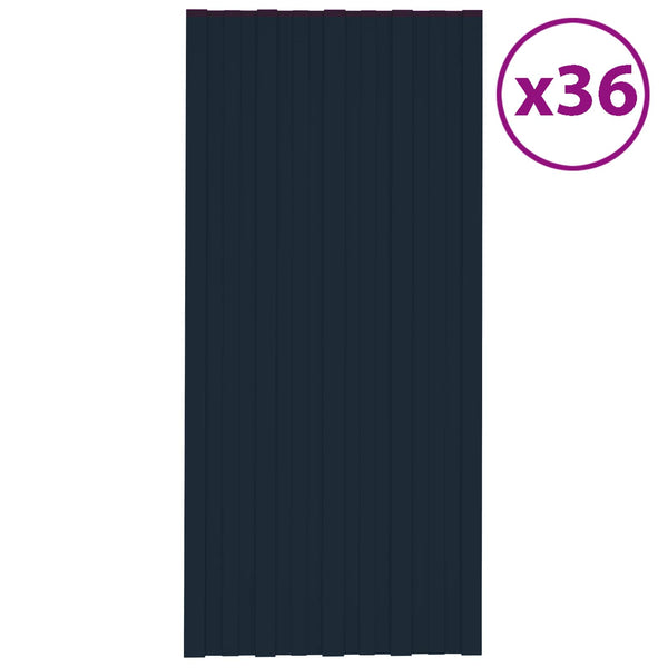 Kattopaneeli 36 kpl Antrasiitti 100 x 45 cm Galvanoitu teräs