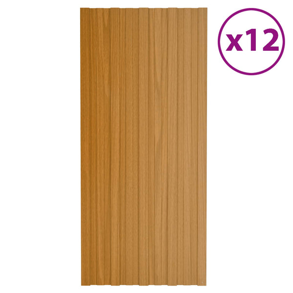 Kattopaneeli 12 kpl Luonnollinen 100 x 45 cm Galvanoitu teräs