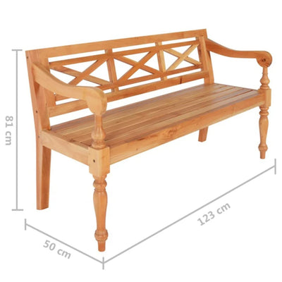 Batavia-penkki täysmahonki 123 cm vaaleanruskea