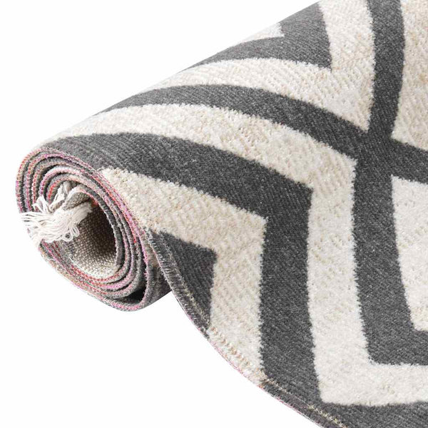 Ulkomatto litteä kudos 80x150 cm vaalea musta ja vaalean beige
