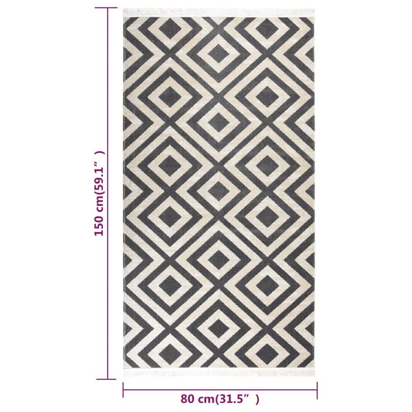 Ulkomatto litteä kudos 80x150 cm vaalea musta ja vaalean beige