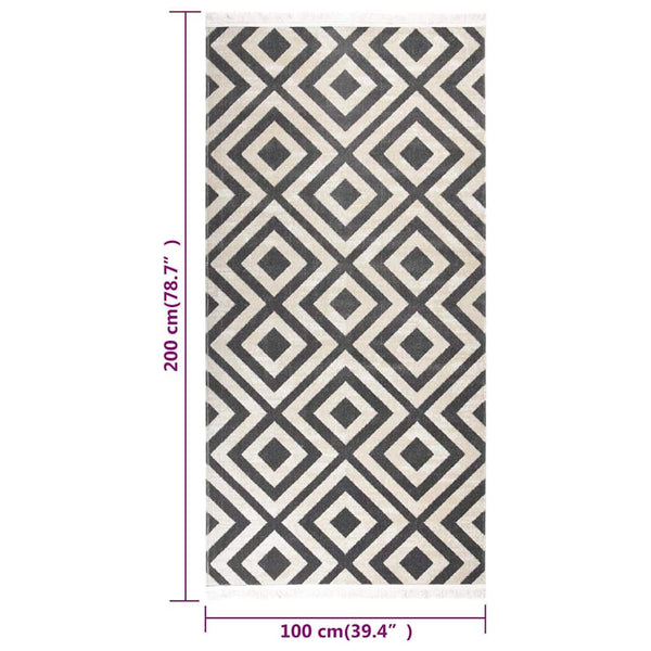 Ulkomatto litteä kudos 100x200 cm vaalea musta ja vaalea beige