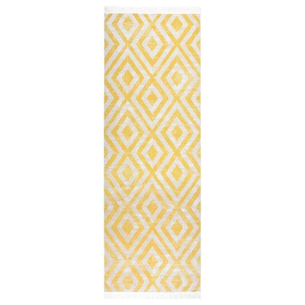 Ulkomatto litteä kudos 80x250 cm keltainen ja beige