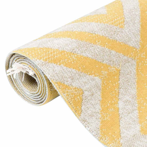 Ulkomatto litteä kudos 80x250 cm keltainen ja beige