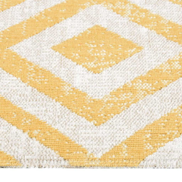 Ulkomatto litteä kudos 80x250 cm keltainen ja beige